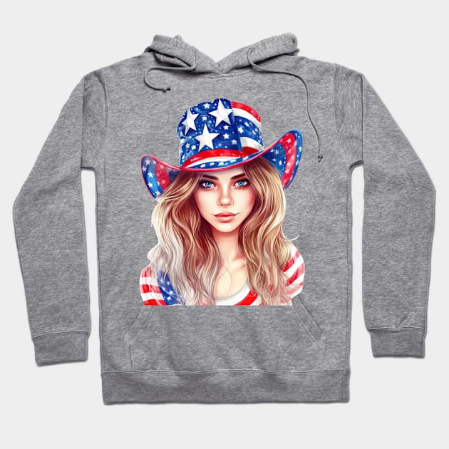 4th of July Girl #5 Hoodie by Chromatic Fusion Studio